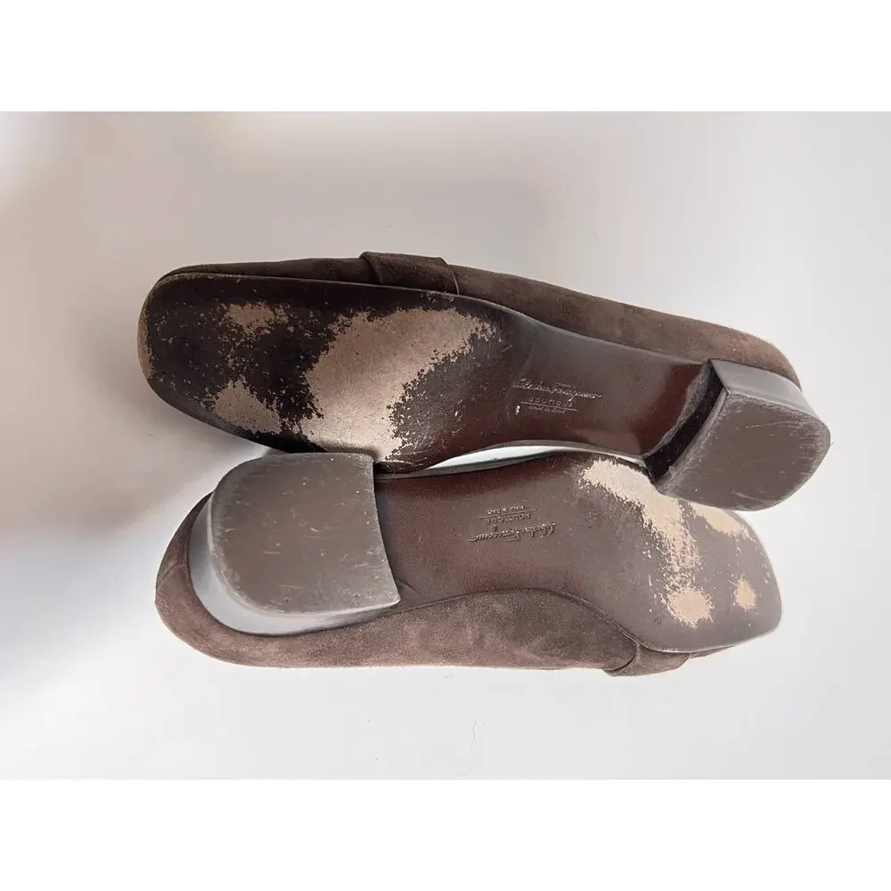 Salvatore Ferragamo Women EUC Classic Chocolate Brown Suede Loafer Shoe 6.5 B